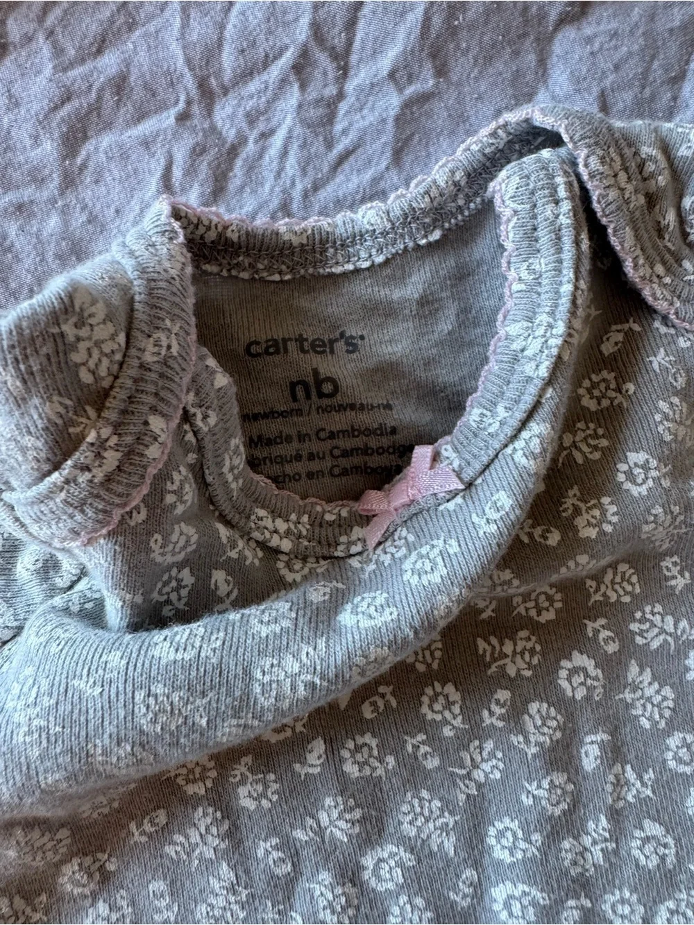 Carter's Grey Floral Short-Sleeve Bodysuit